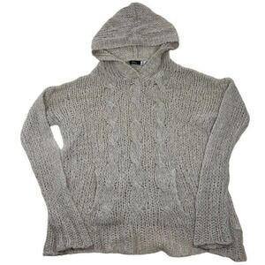 BDG‎ UO Wool Cable Knit Hoodie Sweater Neutral Pullover Medium Coastalcore Beach